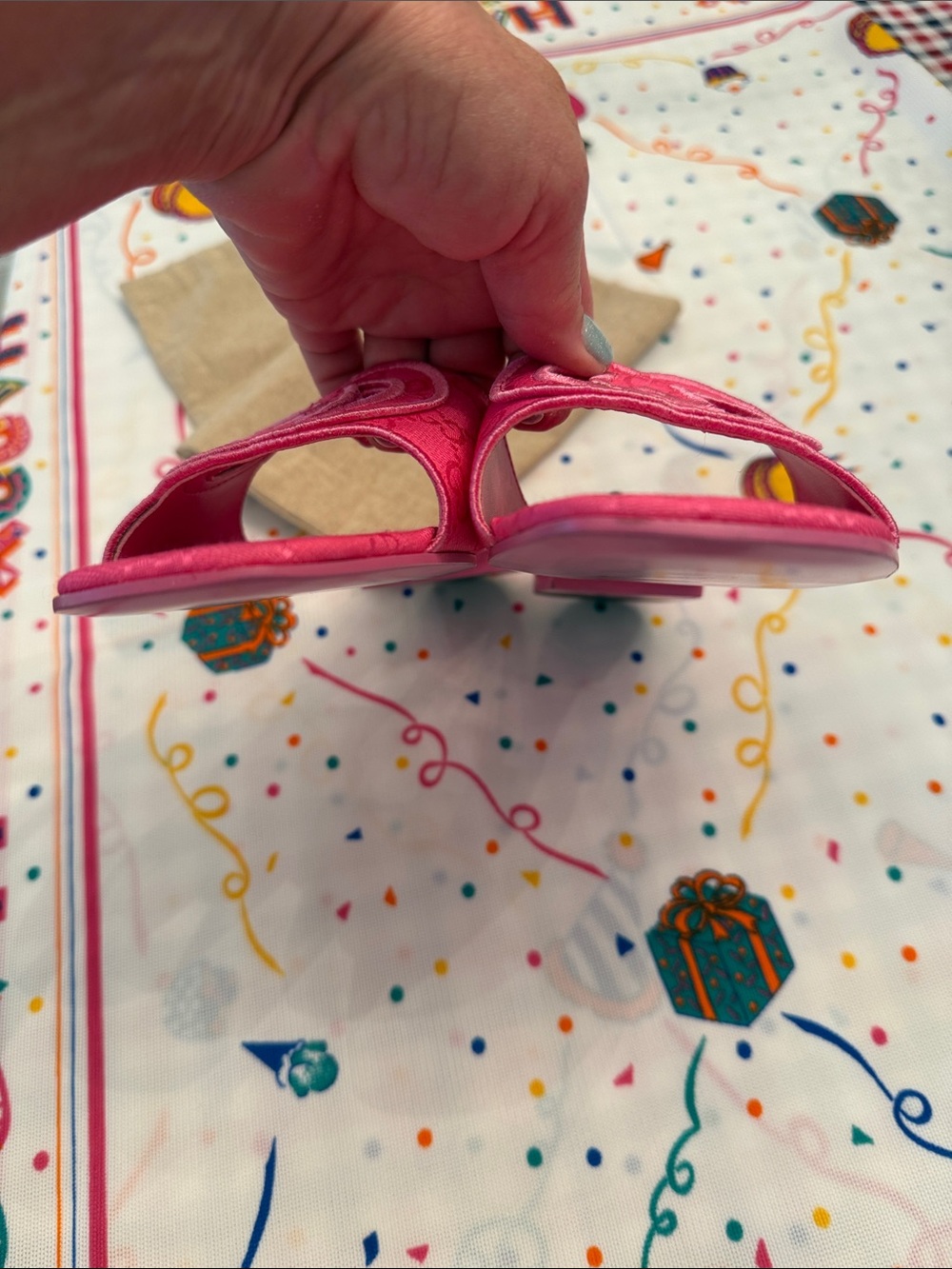 Gucci Hot Pink GG Canvas Slide Sandals - Picture 6 of 7